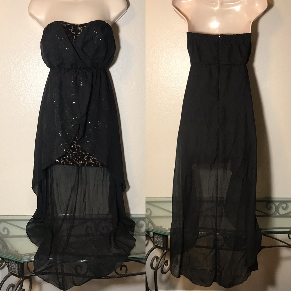 Trac Leopard Sequin high low dress